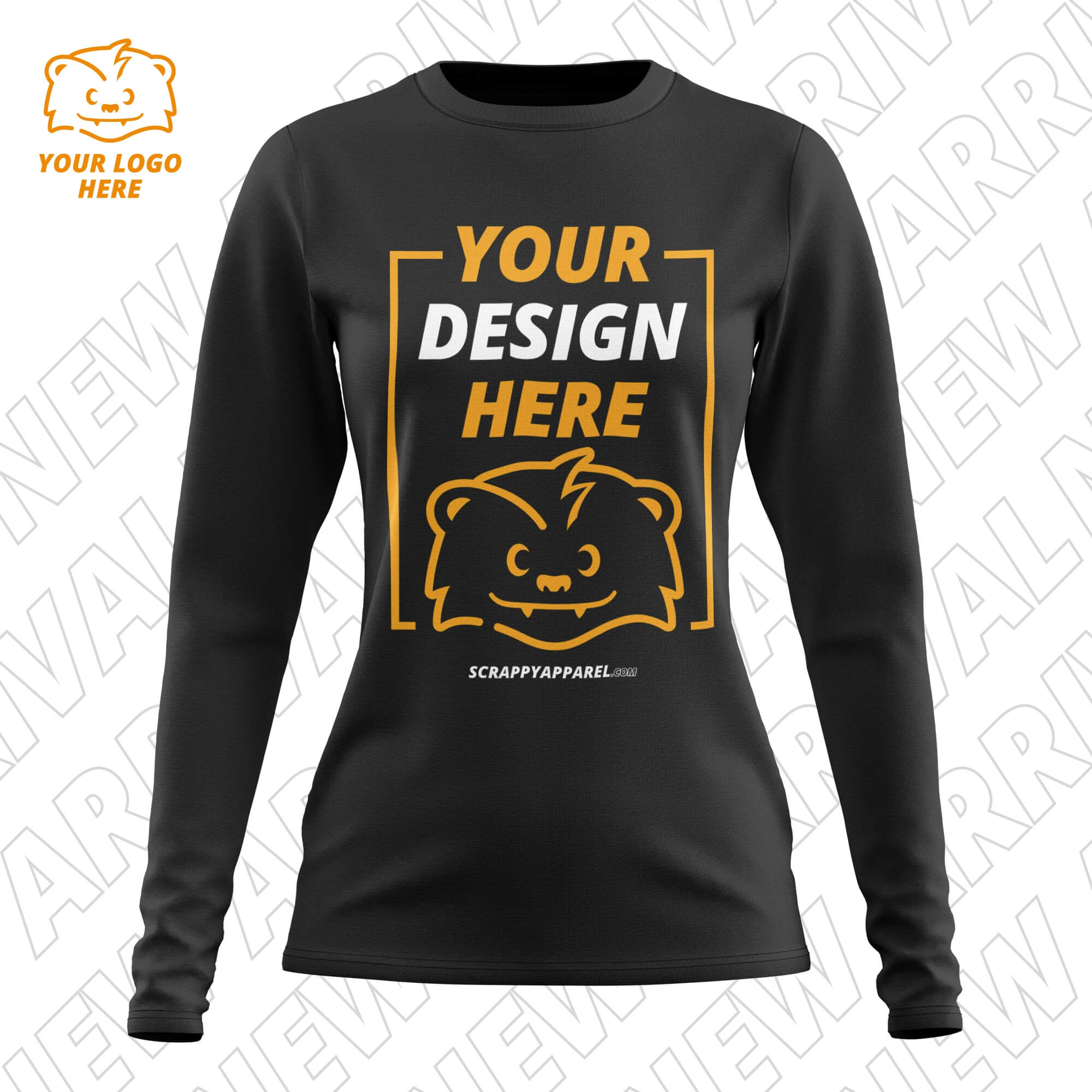 Download Free 3D Apparel Template for Women's Fitted L/S T-Shirt - Scrappy  Apparel