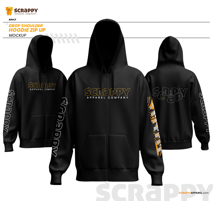 Drop Shoulder Zip Up Hoodie